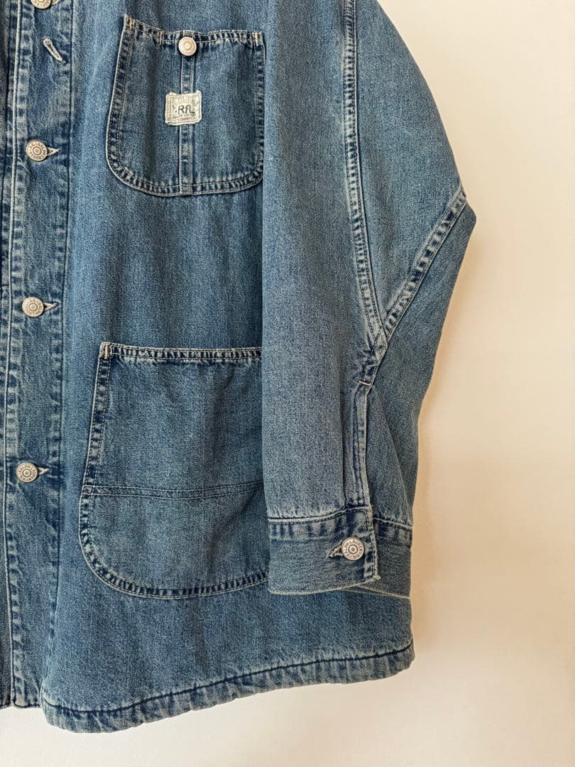 【大人気】RRL ダブルアールエル デニム カバーオール オンブレチェック L