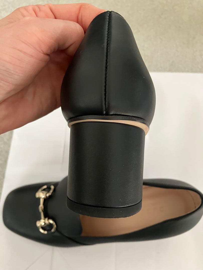 GUCCI ホースビット黒ローファー ヒール☆室内試着のみ裏張り済美品