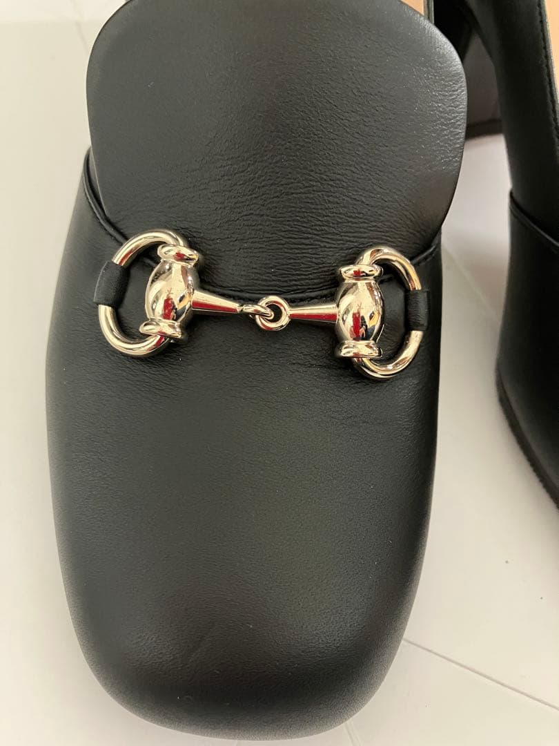 GUCCI ホースビット黒ローファー ヒール☆室内試着のみ裏張り済美品