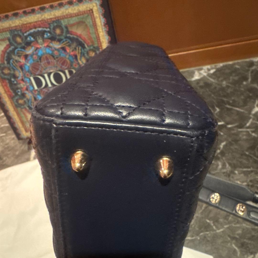 最終価格　Lady Dior スモール　ネイビー カナージュ ラムスキン