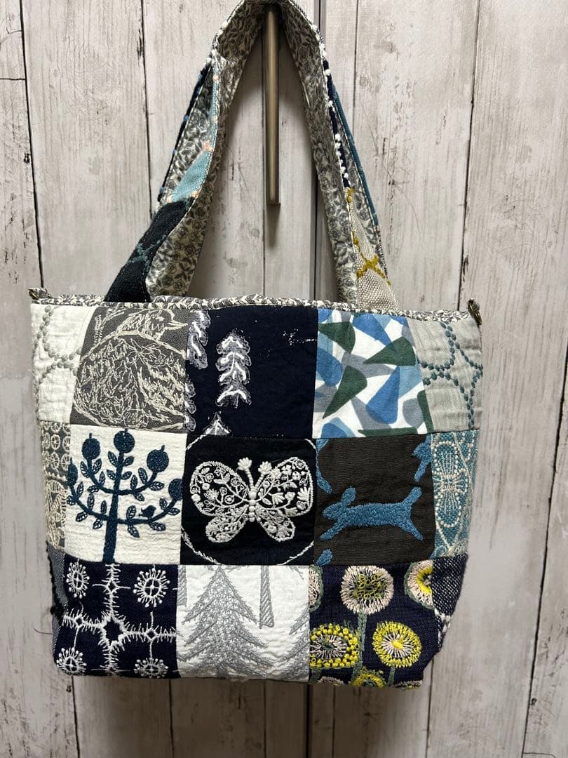 ミナペルホネン ハンドメイド パッチワーク 巾着トートバッグ