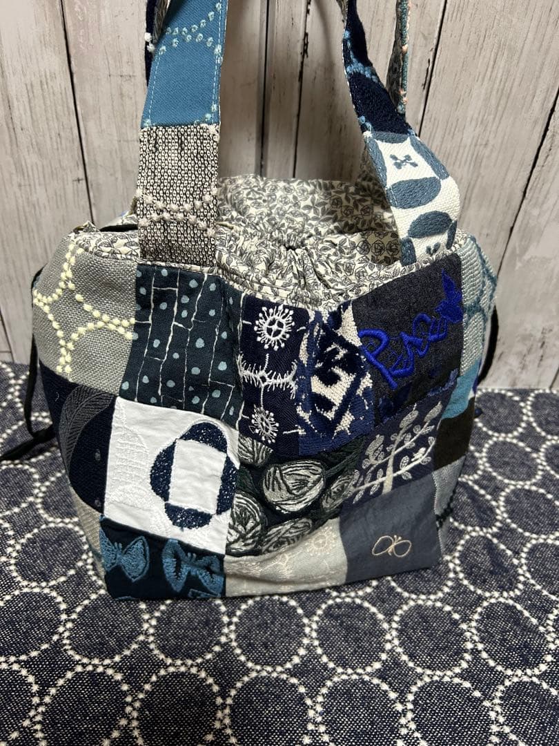 ミナペルホネン ハンドメイド パッチワーク 巾着トートバッグ