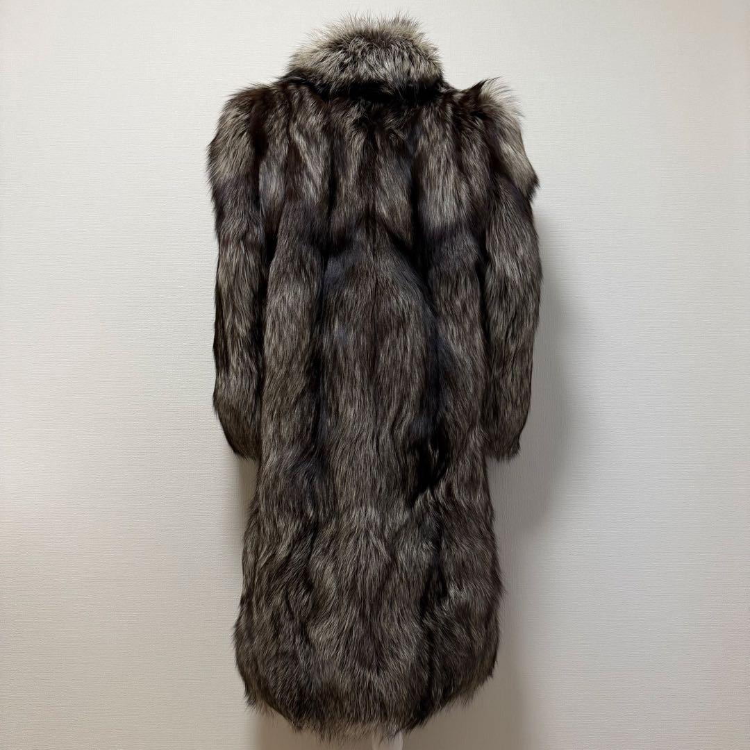 サガフォックス　ロイヤル　ファーコート　極厚　ロング丈　シャネル　女優襟　茶　L