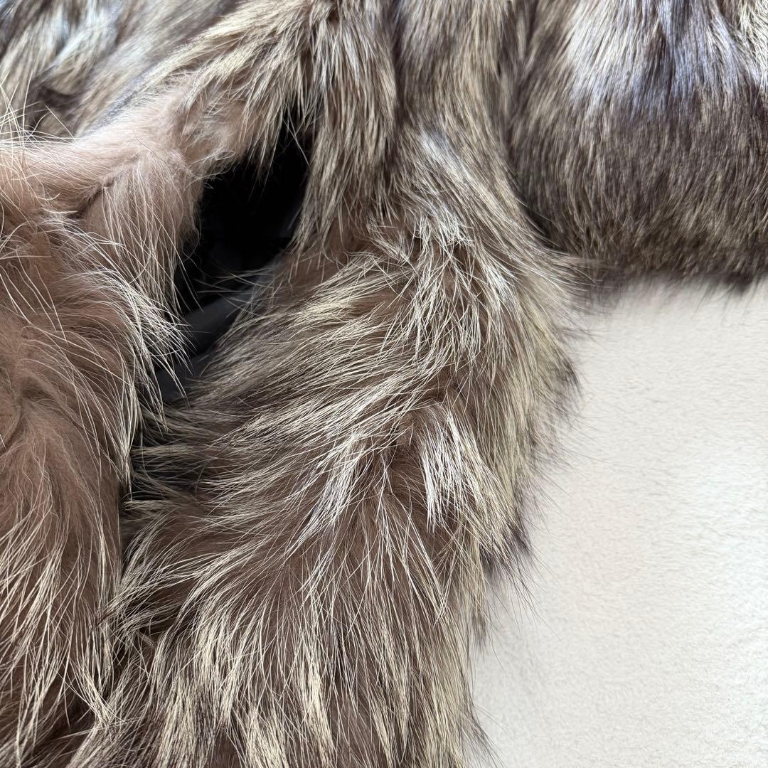 サガフォックス　ロイヤル　ファーコート　極厚　ロング丈　シャネル　女優襟　茶　L