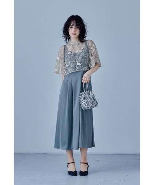 美品 niana ニアナ リーフレースボレロセットドレス 結婚式 パーティー M