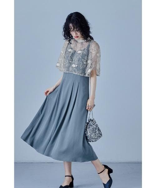 美品 niana ニアナ リーフレースボレロセットドレス 結婚式 パーティー M