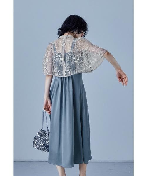 美品 niana ニアナ リーフレースボレロセットドレス 結婚式 パーティー M