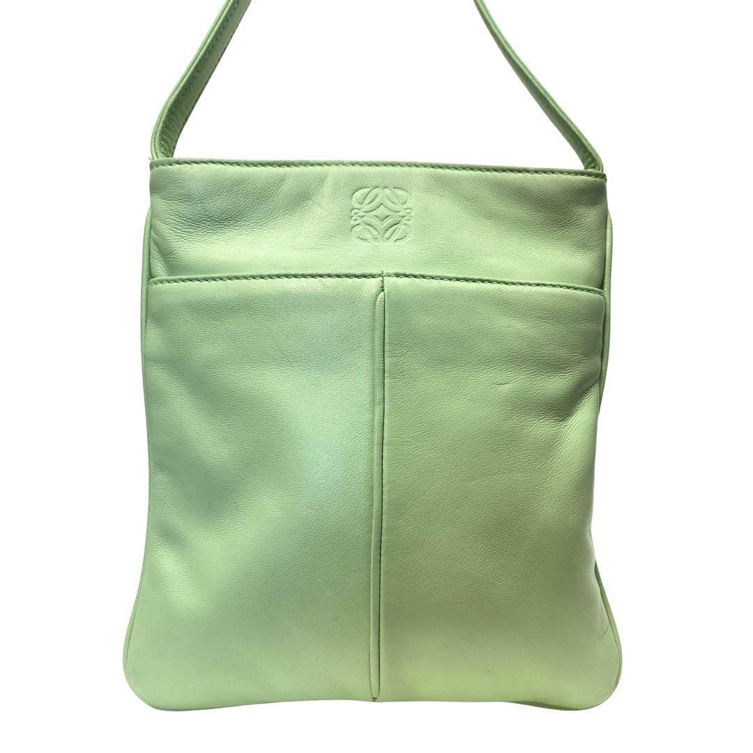 【希少カラー】ロエベ ショルダーバッグ ナッパレザー ミントグリーン アナグラム