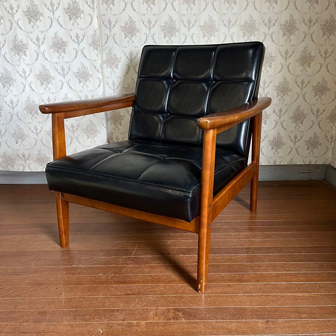 【アンティーク】昭和レトロ オールドカリモク Kチェア 1シーター 古家具