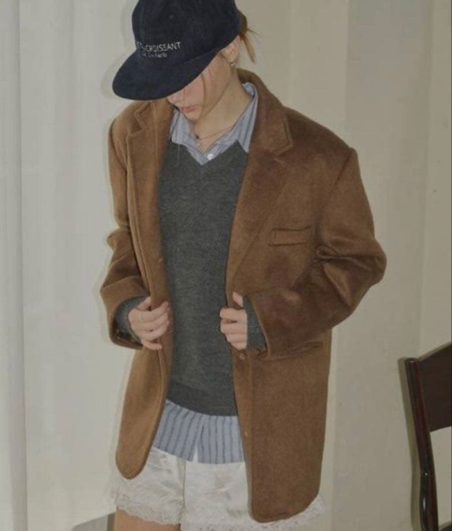 giunon オーバーシャギージャケットコート ブラウン