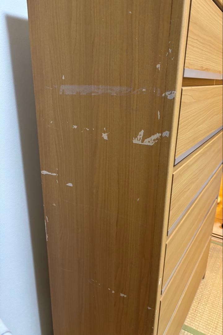 ニトリ　 チェスト　タンス　衣類収納　ナチュラルウッド 6段　レール付