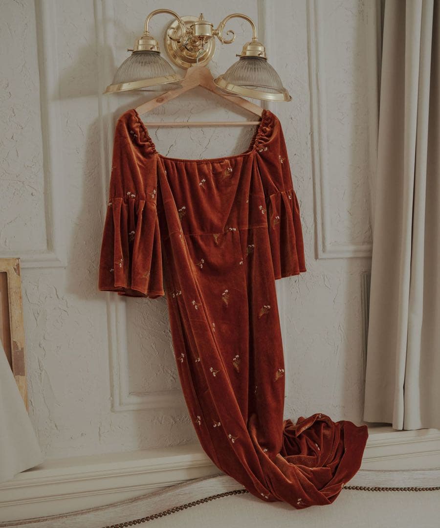 Kastaneオケージョンドレス ベルベットドレス キャメル