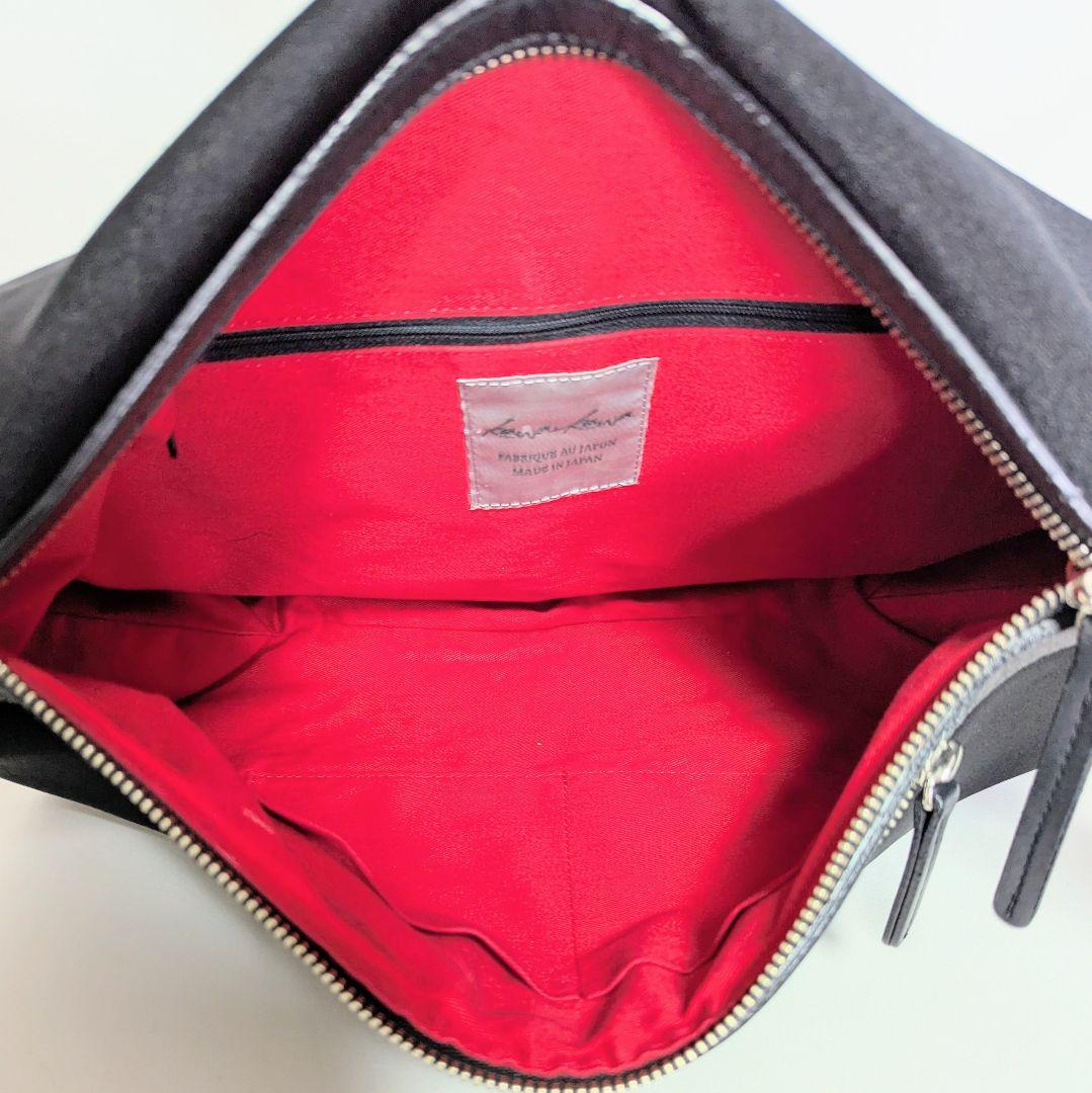 美品◎kawa-kawa hatome ボディバッグ 牛革 斜め掛け L 黒