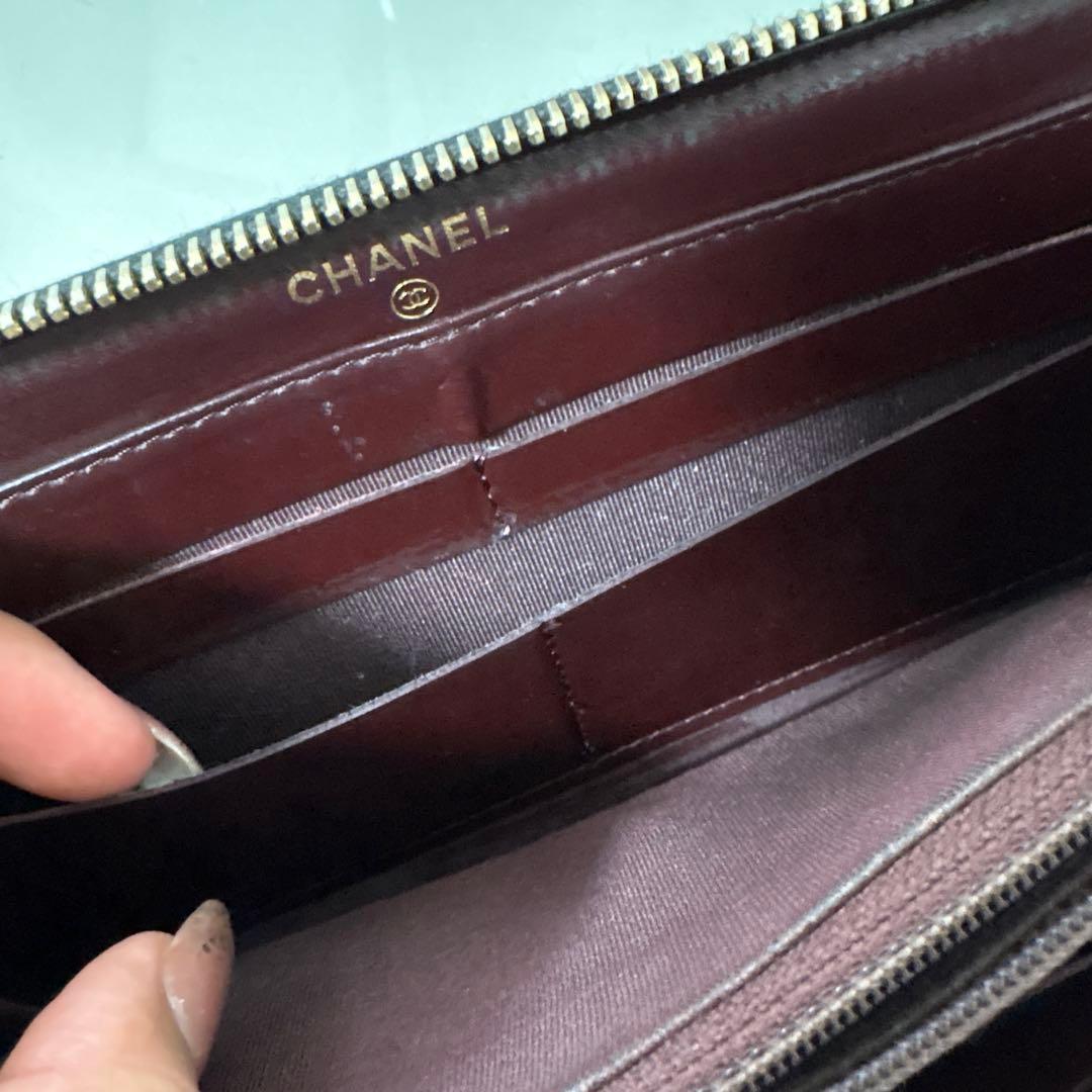 シャネル キャビアスキン 長財布 ラウンドジップ 黒 財布 マトラッセ ジップ