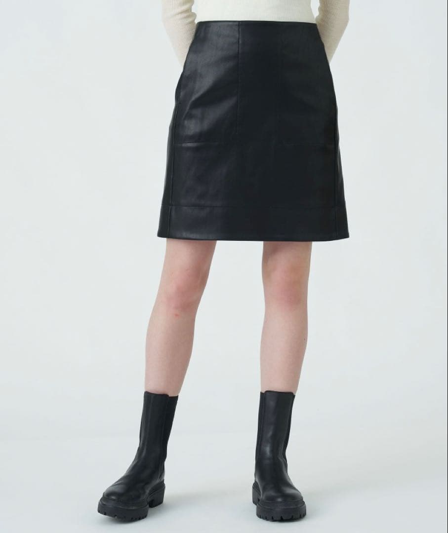 MACPHEE レザーライクミニスカート