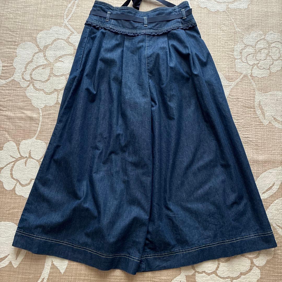 エムズグレイシー　ネイビー ガウチョパンツ リボン付き　ハイウエスト　40