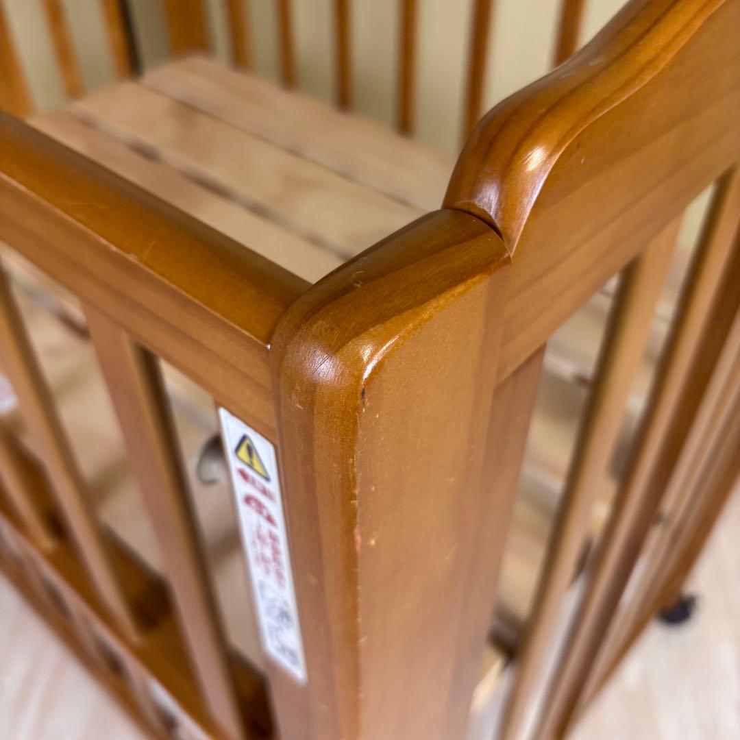 除菌清掃済　大和屋　パタン　折りたたみミニベビーベッド　すのこ　ライトブラウン