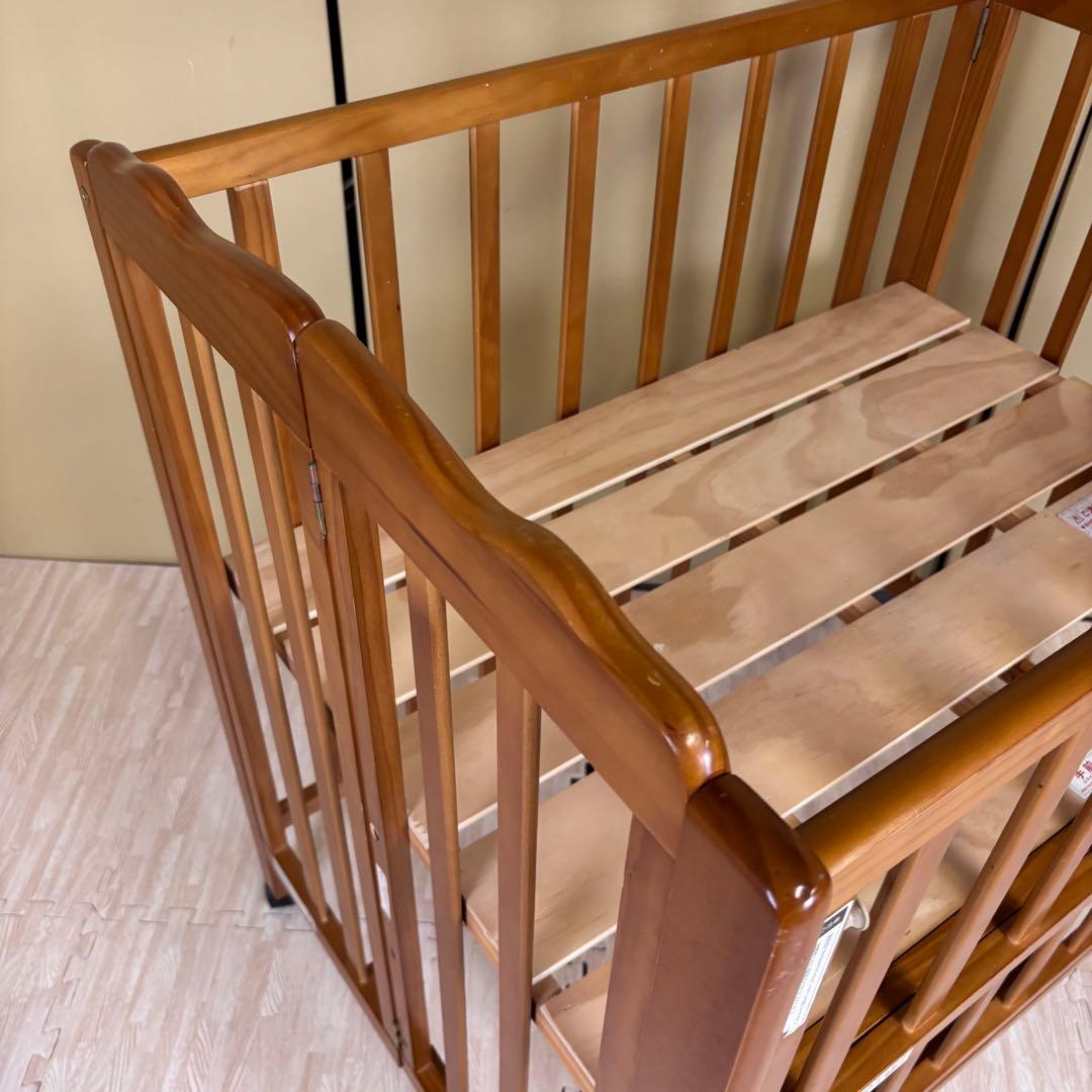 除菌清掃済　大和屋　パタン　折りたたみミニベビーベッド　すのこ　ライトブラウン