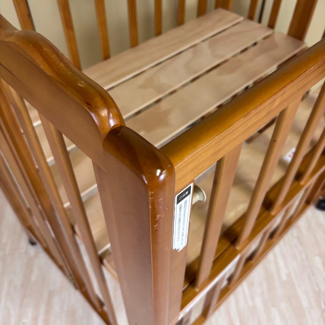 除菌清掃済　大和屋　パタン　折りたたみミニベビーベッド　すのこ　ライトブラウン