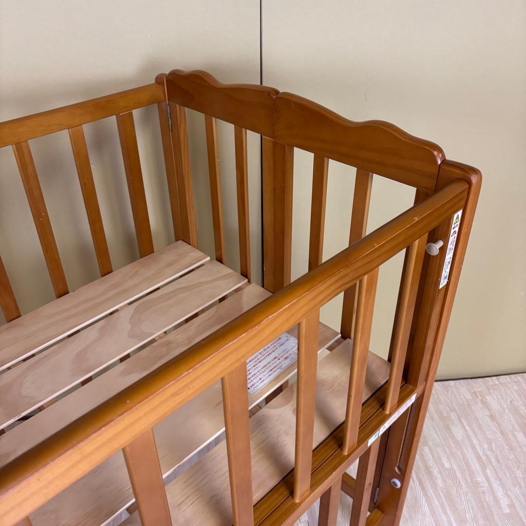 除菌清掃済　大和屋　パタン　折りたたみミニベビーベッド　すのこ　ライトブラウン