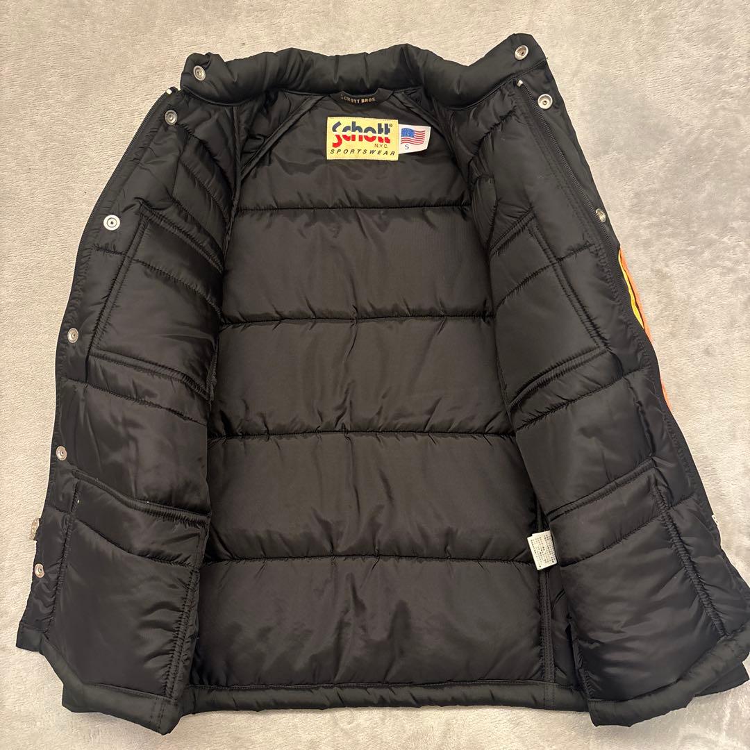 【未使用級✨️】ショット　レーシングジャケットS　中綿ロゴ刺繍　ブラック