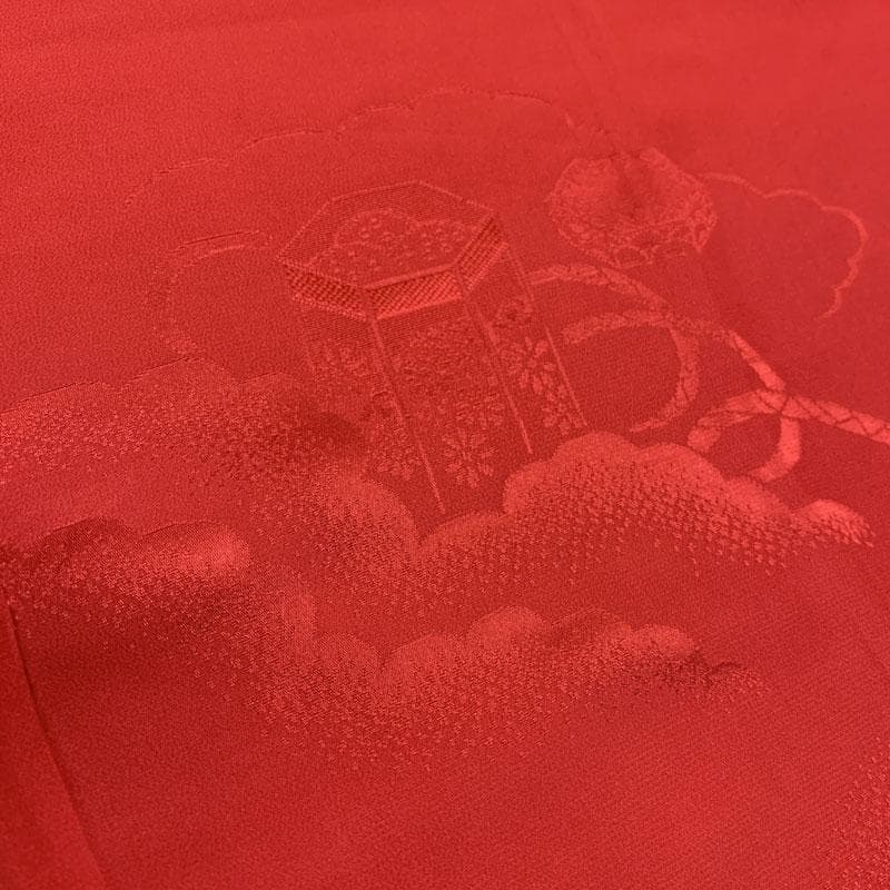 510u5☆振袖用長襦袢 地紋 貝桶 /裄64袖丈107/広衿☆美品