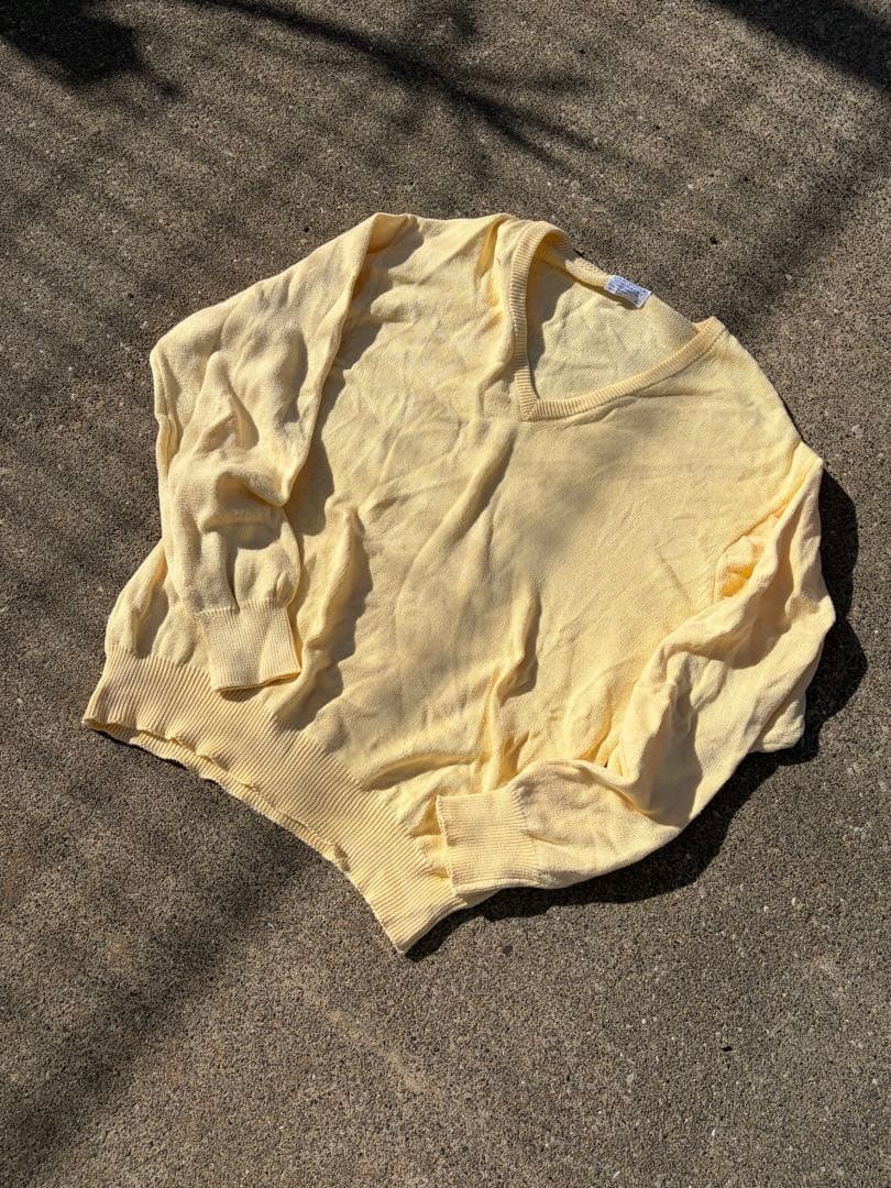 70s Brooks BrothersコットンニットVネック ヴィンテージUSA