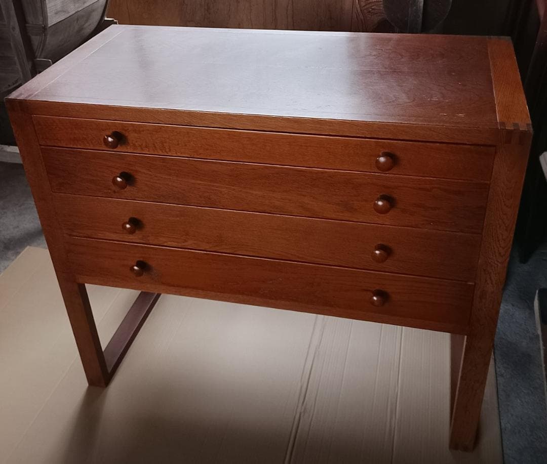 アンティーク 北欧モダン 4段チェスト 無垢材 民芸モダン