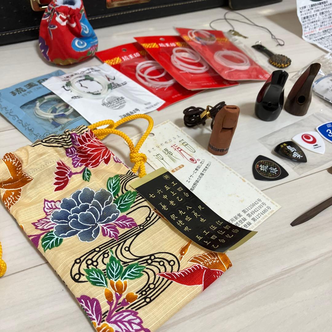 沖縄三線 蛇柄 三味線　和楽器 ハードケース　付属品セット