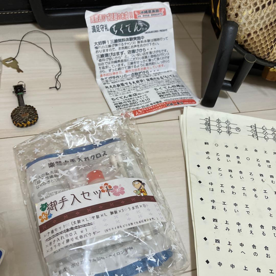 沖縄三線 蛇柄 三味線　和楽器 ハードケース　付属品セット