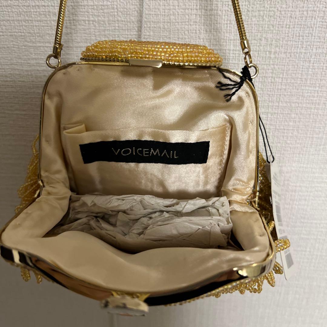 未使用品！豪華！VOICEMAIL ビーズ装飾 ゴールドパーティーバッグ