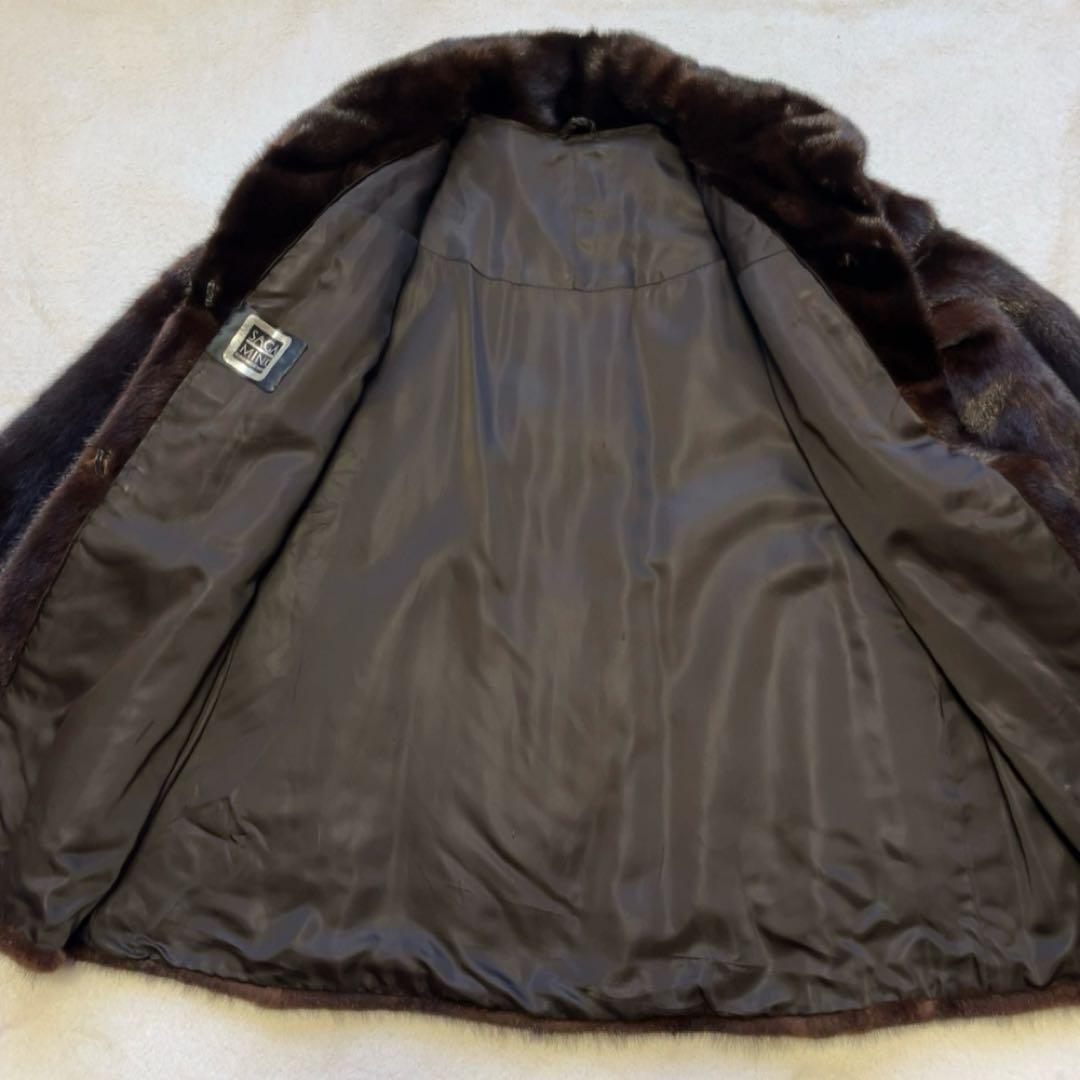 SAGA FOX サガフォックス ファーコート　本毛皮 ブラウン　銀タグ