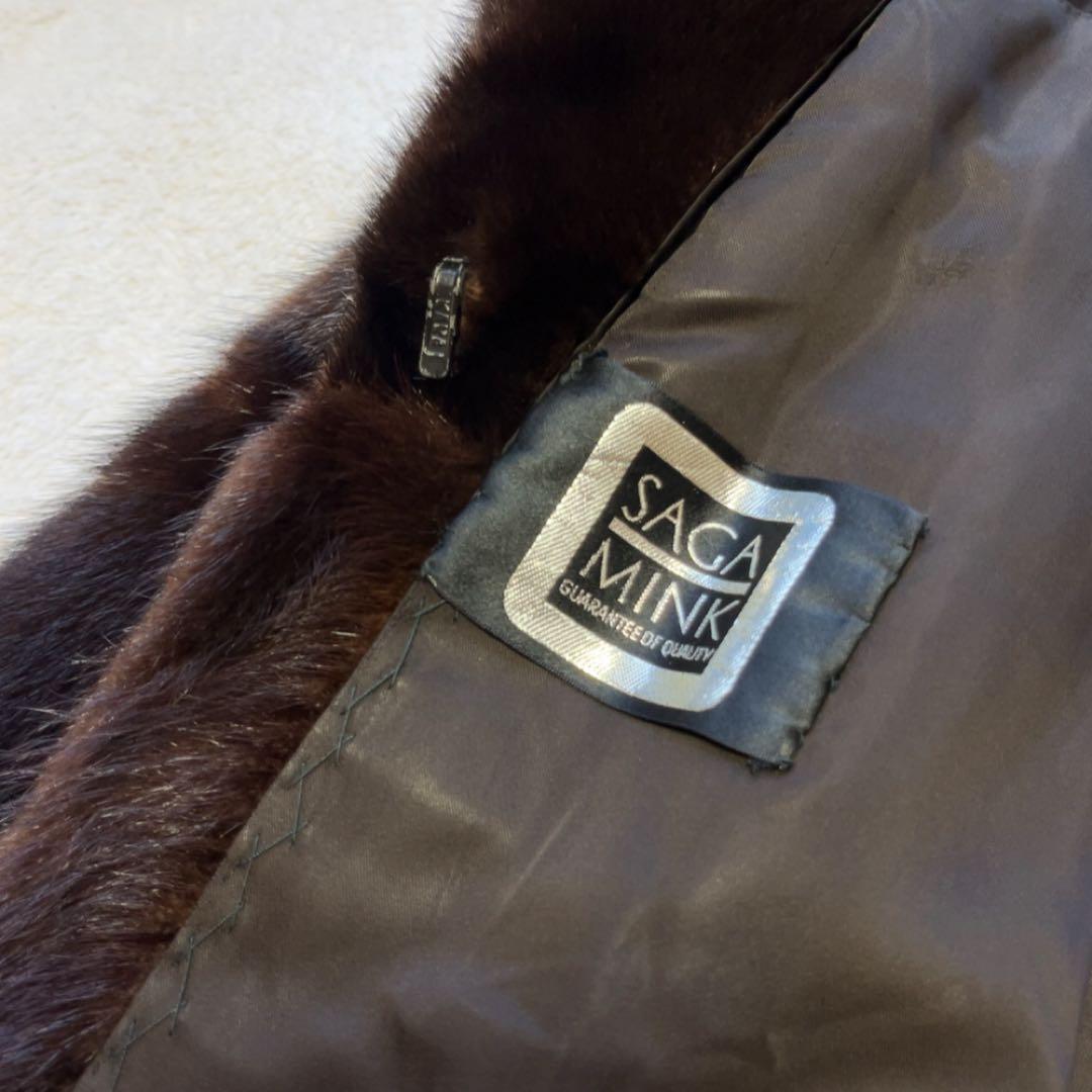 SAGA FOX サガフォックス ファーコート　本毛皮 ブラウン　銀タグ