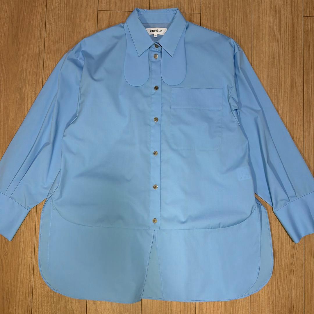 ENFOLD エンフォルド TWIN SHIRT 水色 サイズ38