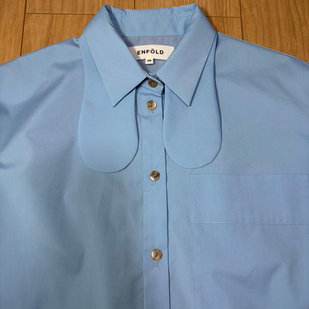ENFOLD エンフォルド TWIN SHIRT 水色 サイズ38