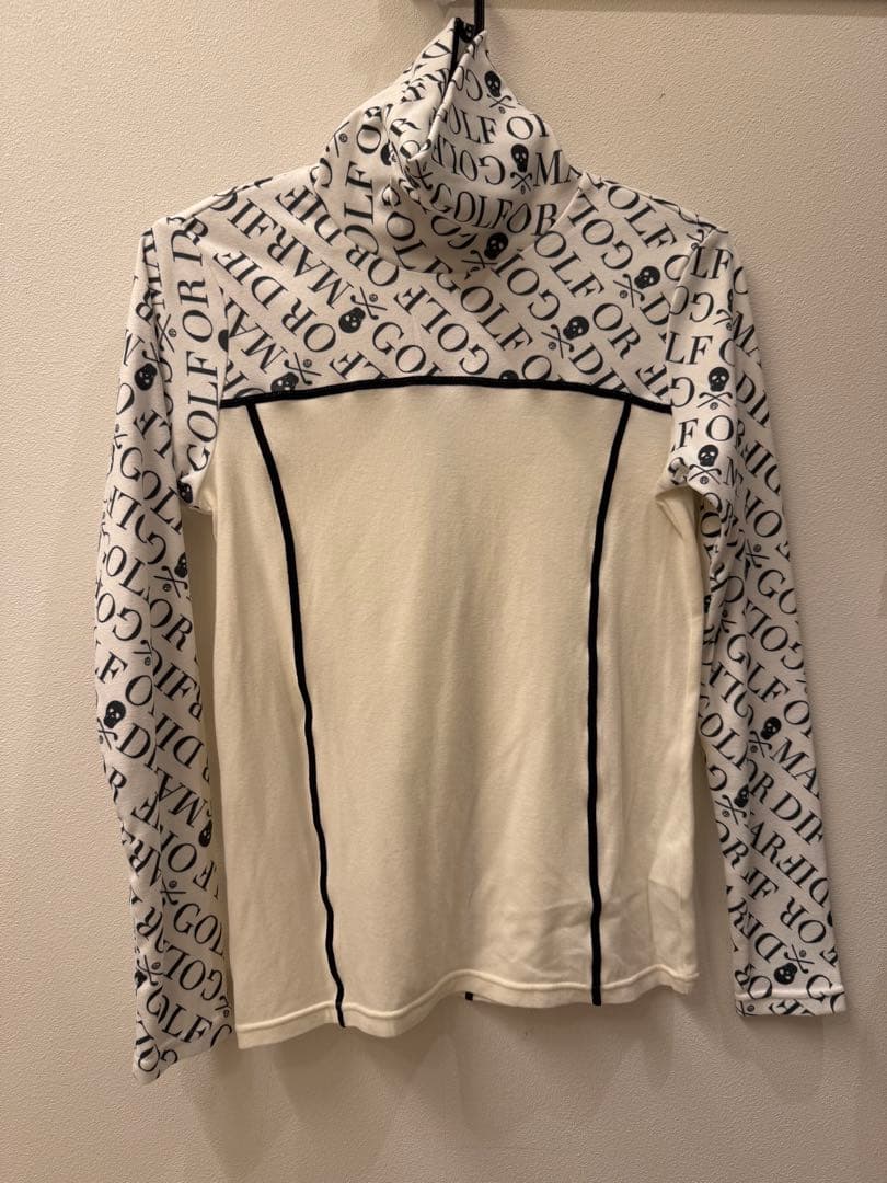 極美品　マークアンドロナ 総柄切替タートルネック長袖カットソー　ゴルフ　S
