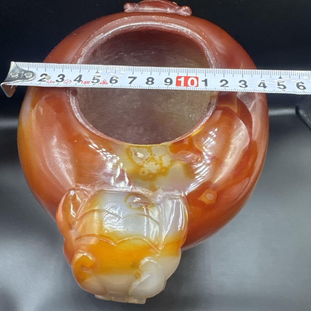 中国美術　置物　瑪瑙　メノウ　香炉 赤瑪瑙