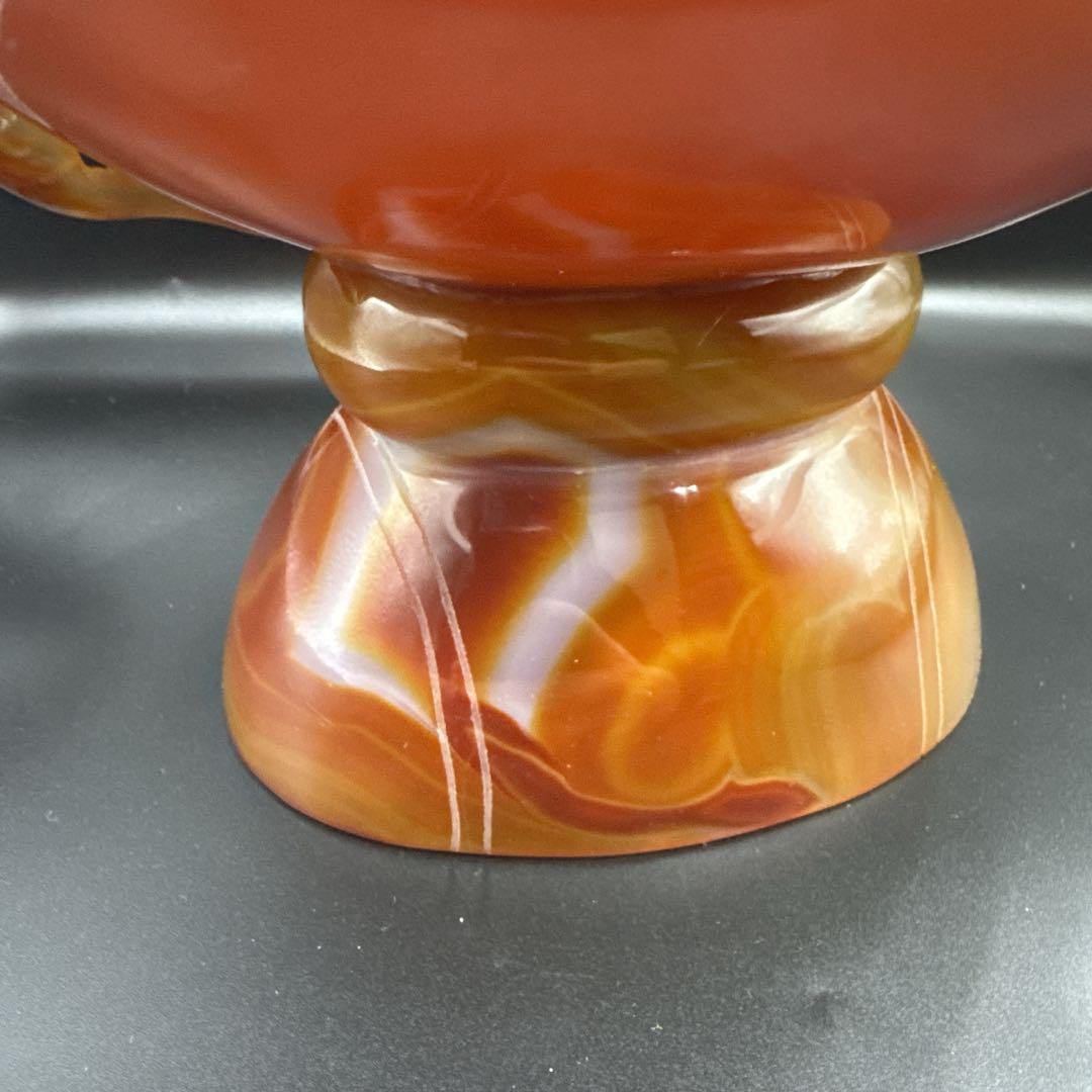 中国美術　置物　瑪瑙　メノウ　香炉 赤瑪瑙