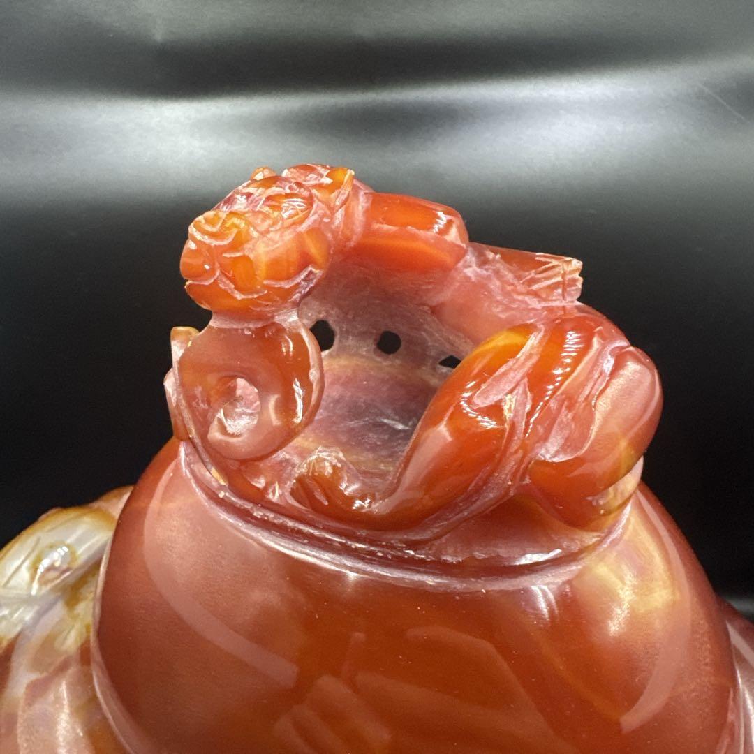 中国美術　置物　瑪瑙　メノウ　香炉 赤瑪瑙