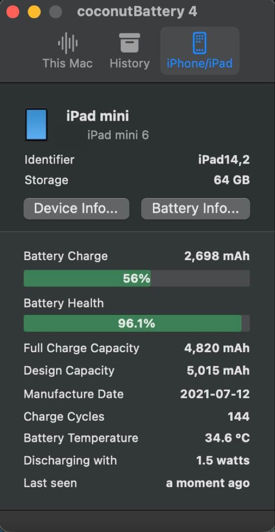 iPad mini6 第6世代 64GB Cellular バッテリー96%