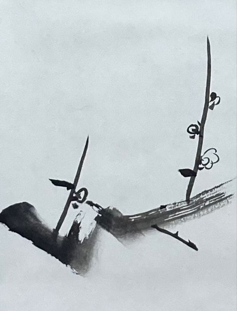 B282b「鶯声告春　梅花図」掛軸　淡々斎自画賛筆　裏千家家元　茶道具