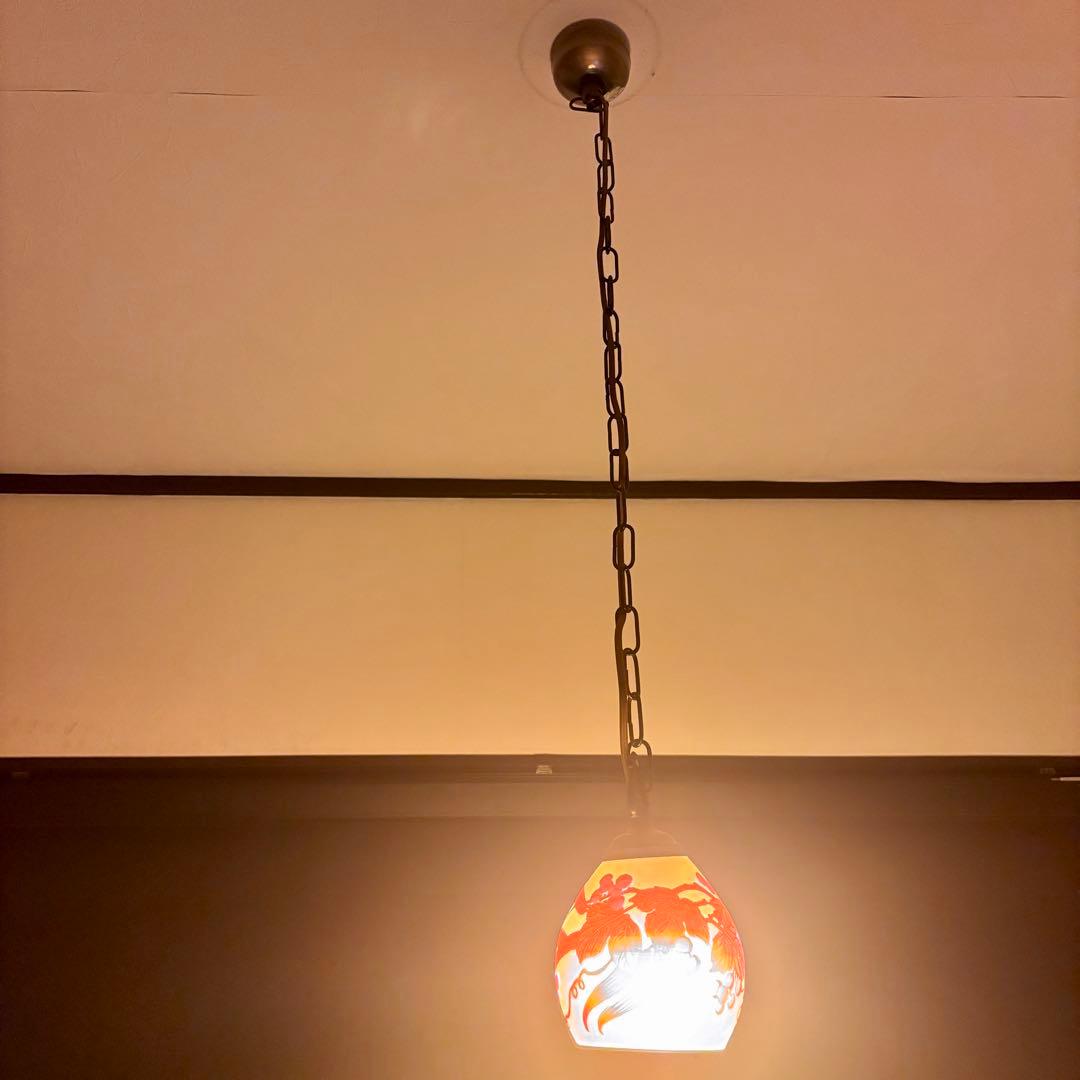 希少！TIP Gallé ガレ ガラスシェード ペンダントライト 1灯