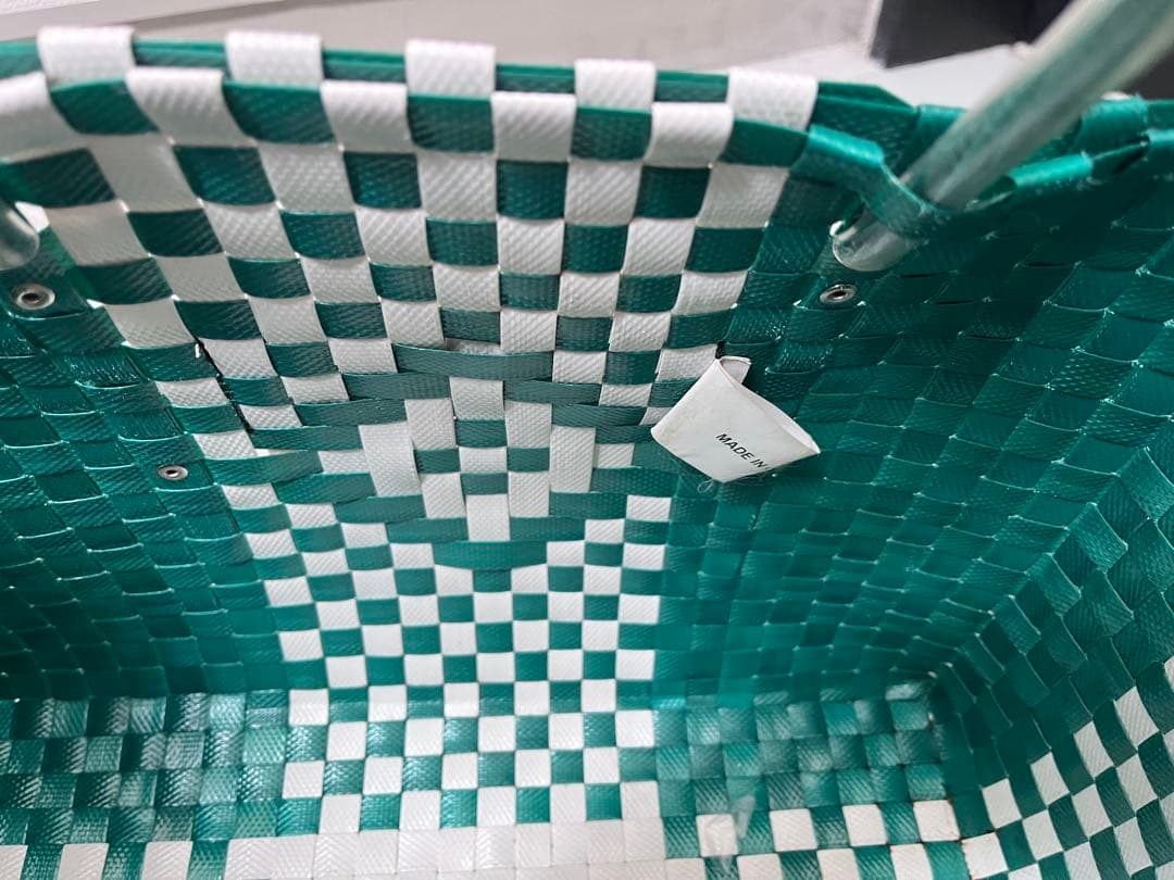 MARNI チェック柄 かごバッグ グリーン