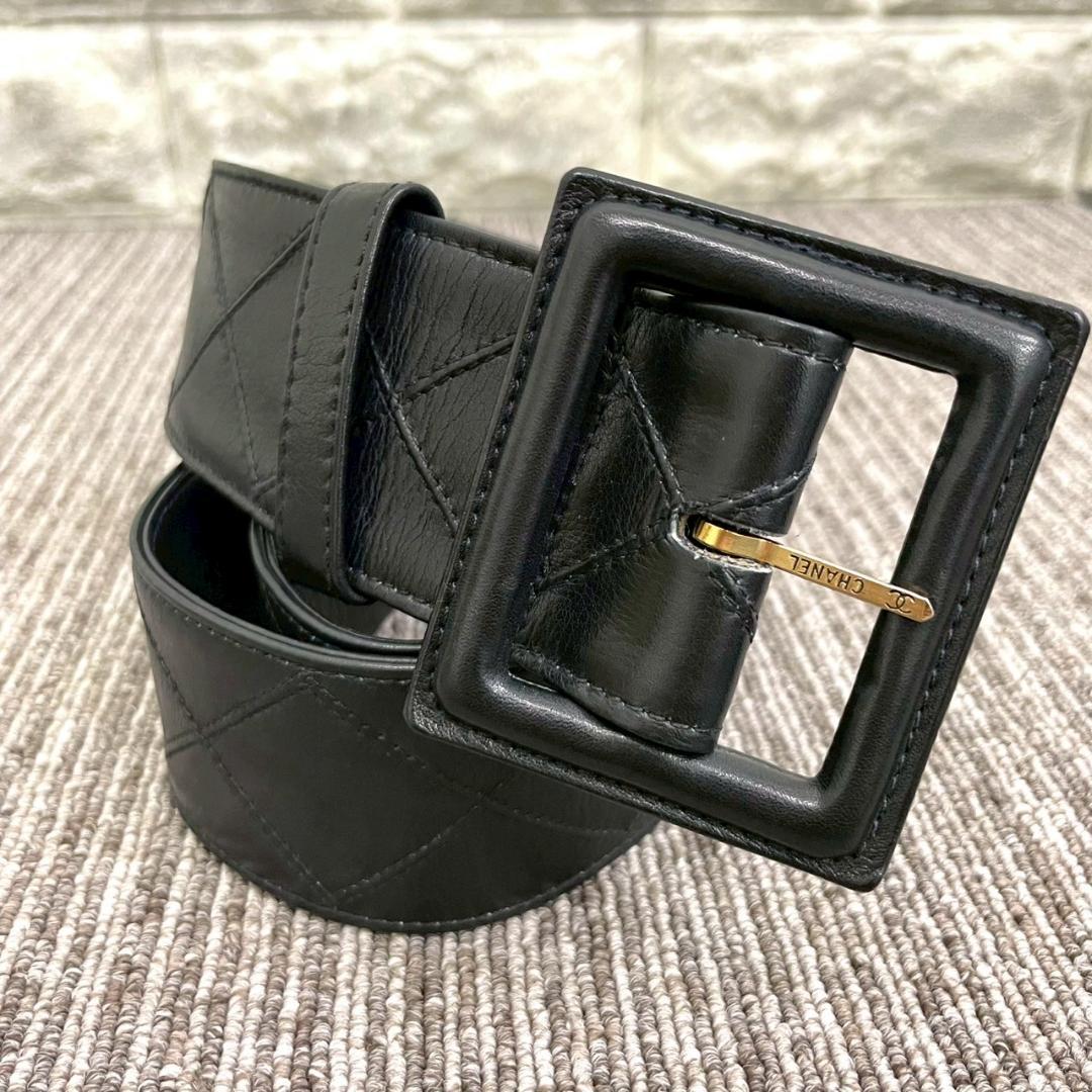 美品　CHANEL　シャネル　ベルト　マトラッセ　ブラック　ココマーク
