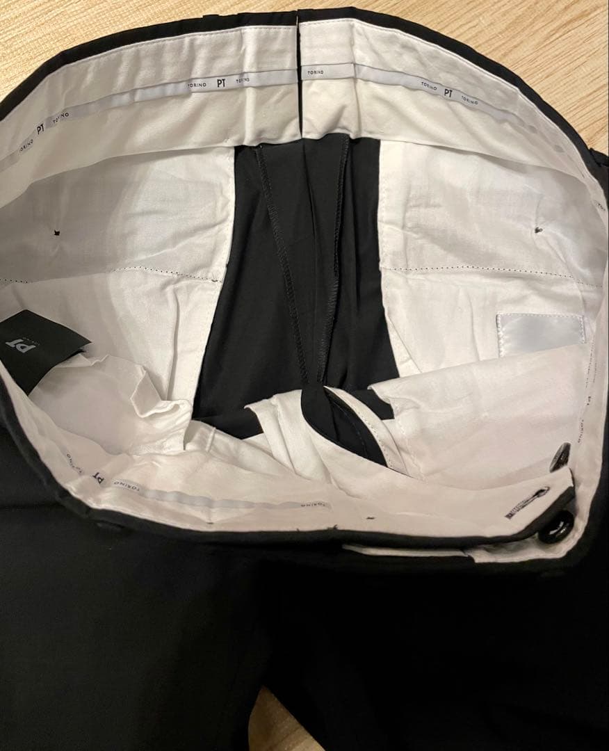 【美品】PT TORINO コットンスリムフィット スラックス ブラック