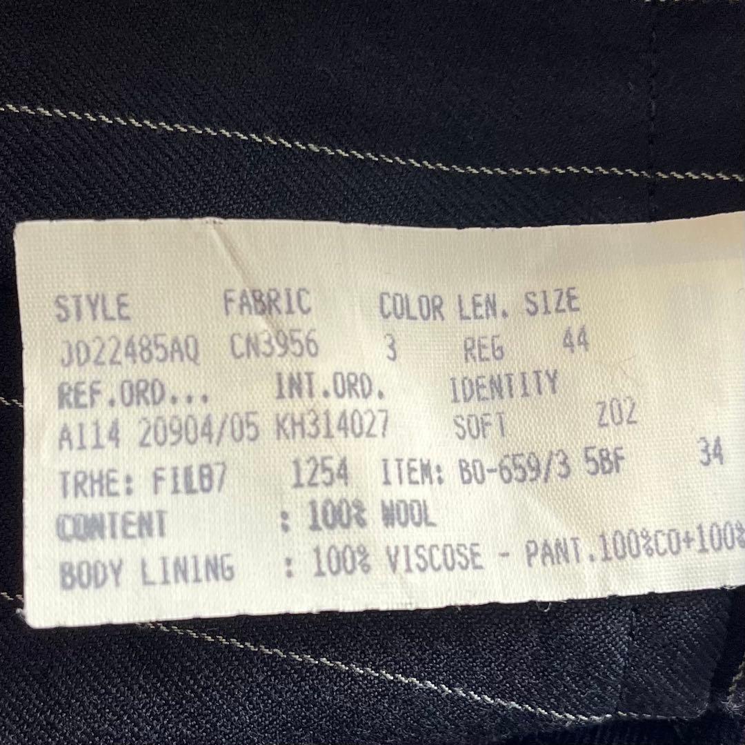 <美品>LARDINI ネイビー ウール スーツ ブートニエール サイズ44