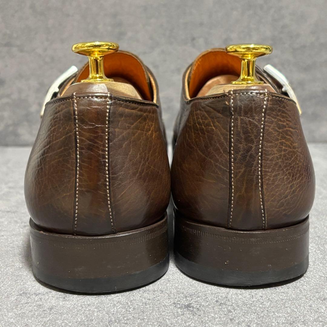 極美品　サントーニ　ドレスシューズ シングルモンク　ブラウン　シボ革　1942
