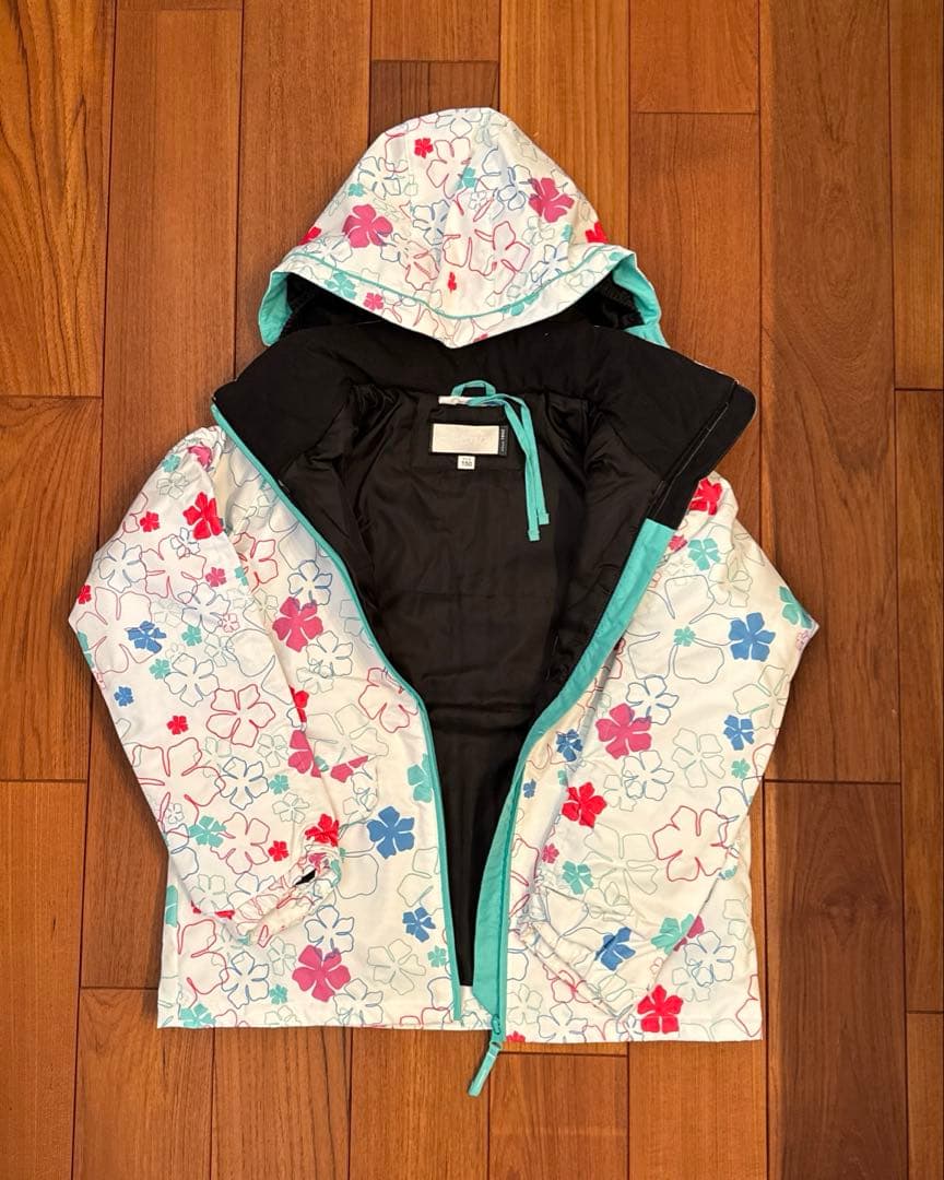 phoenix フェニックス　子供用 スキーウェア 花柄 白水色