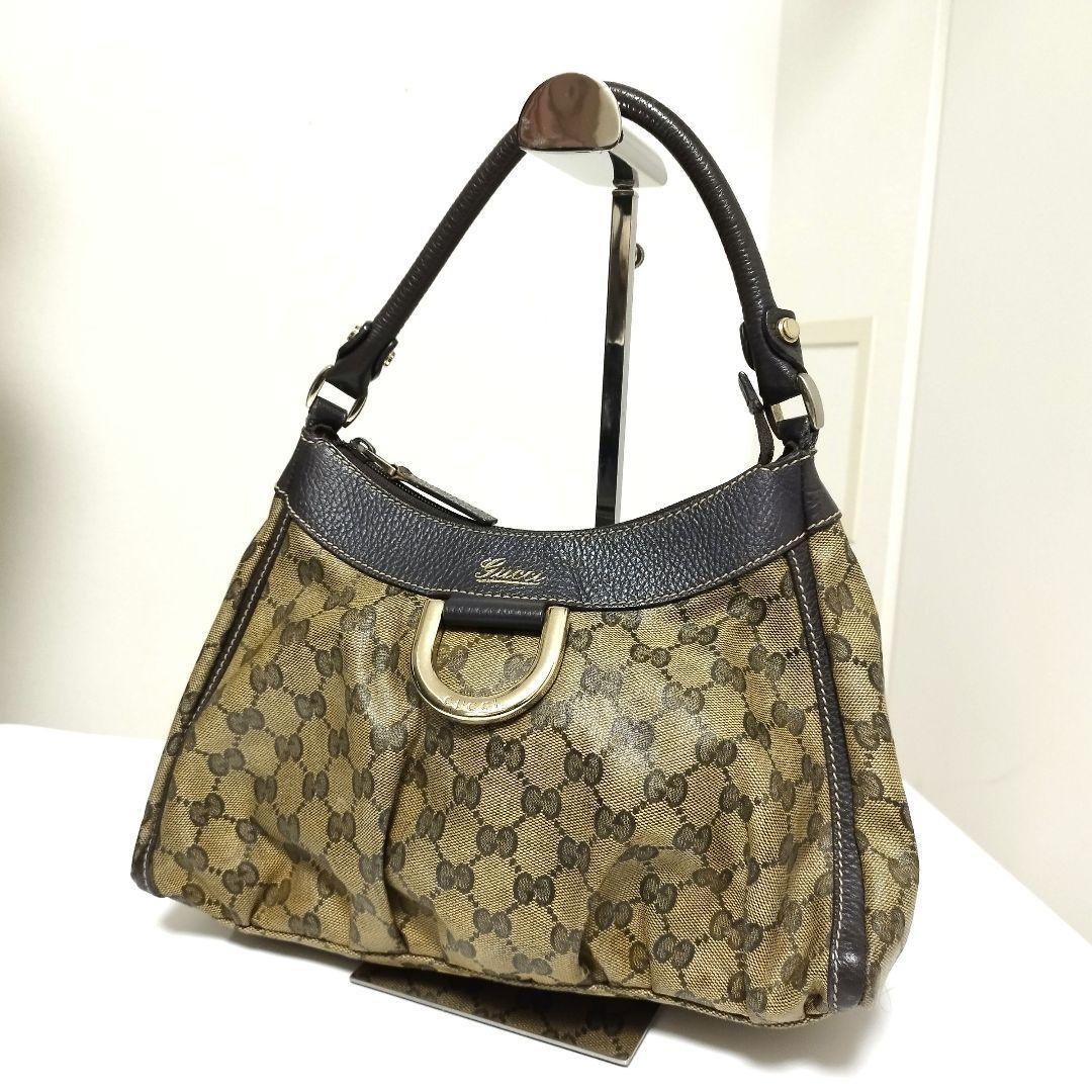 グッチ　アビー　ワンショルダーバッグ　ハンドバッグ　GG　肩掛け　キャンバス