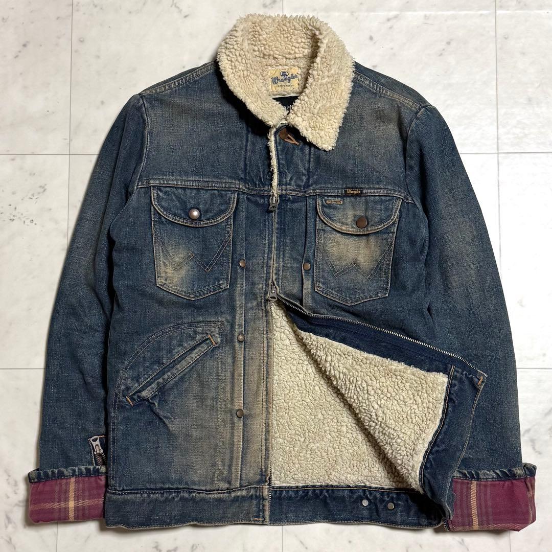 AKM × Wrangler デニムボアジャケット ダブルジップ コットン L